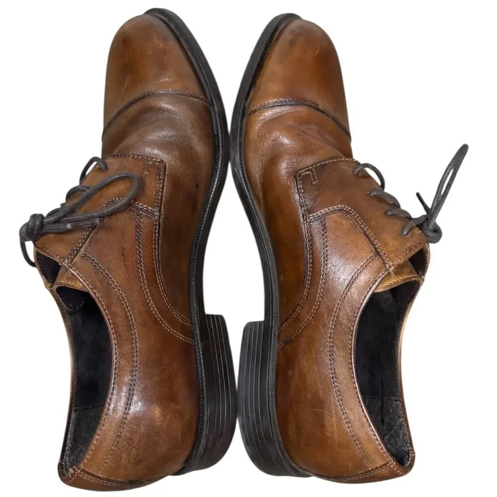 COLE HAAN Brown Cap Top Oxford Leather Dress Shoes SZ 8.5